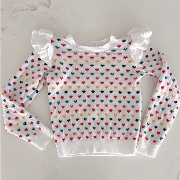 White and Red Polka Dot Long Sleeve Top with Ruffle Details - Picture 1 of 3